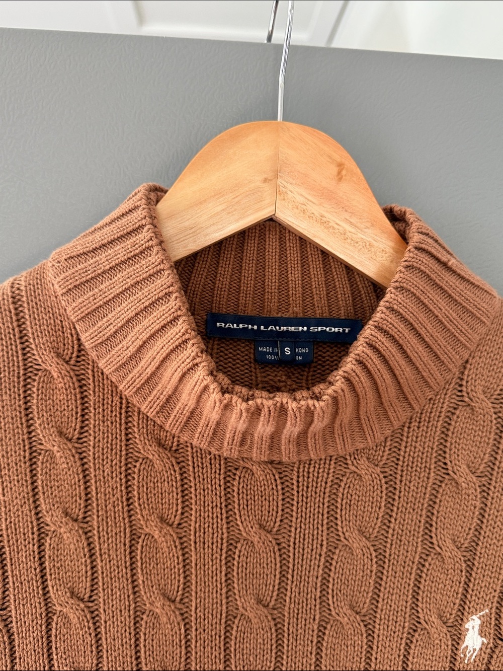 Ralph Lauren Sport Double Layer Mock Neck Cable Sweater Size S - Picture 5 of 8